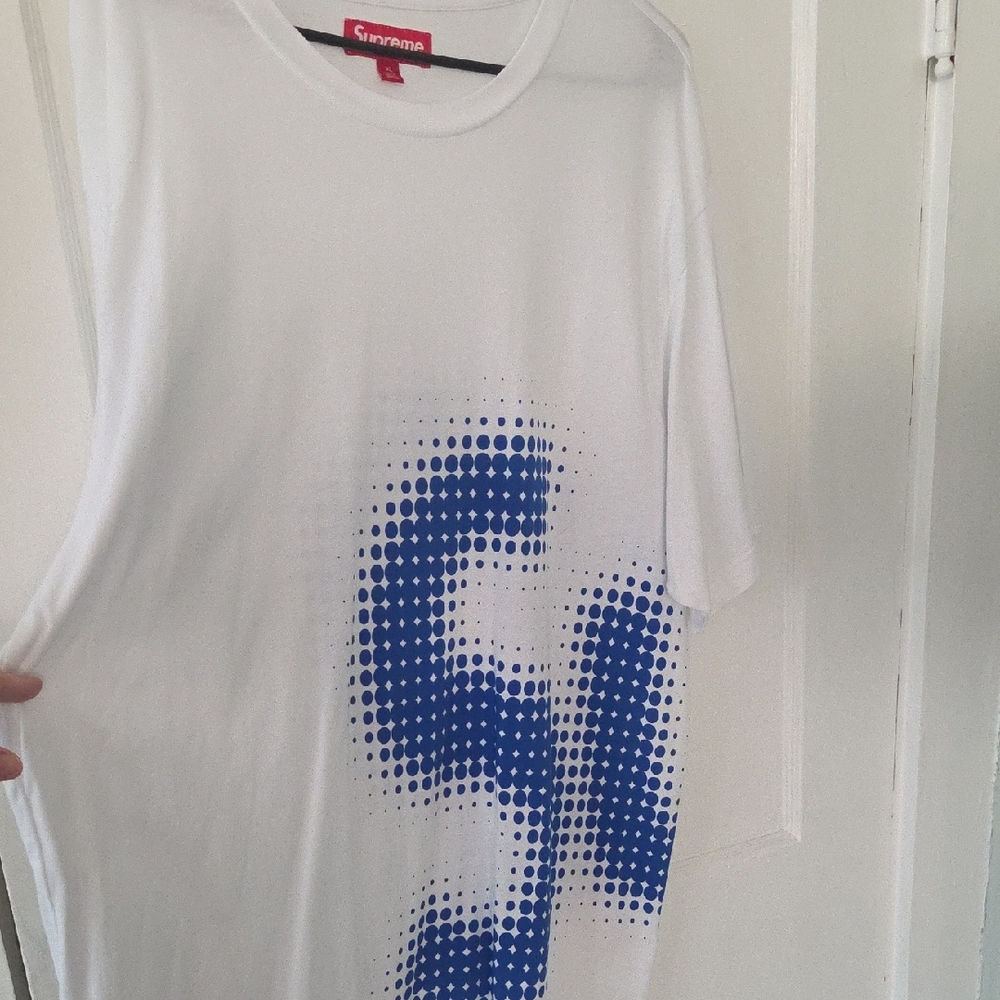 Supreme White Tee with Blue Graphic
